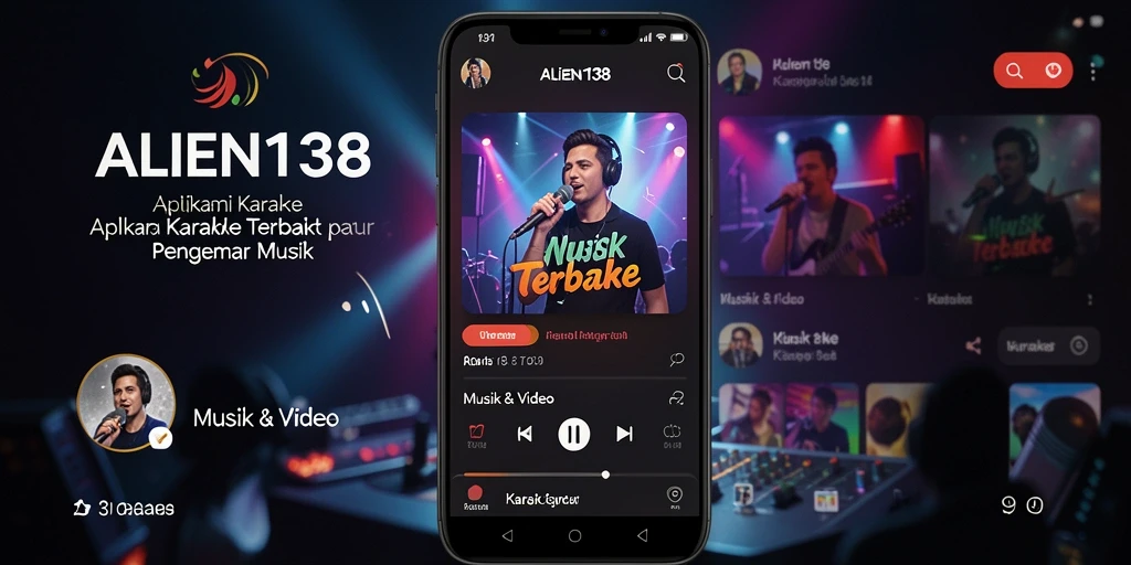 Antarmuka aplikasi ALIEN138 dengan fitur Karaoke yang menarik.