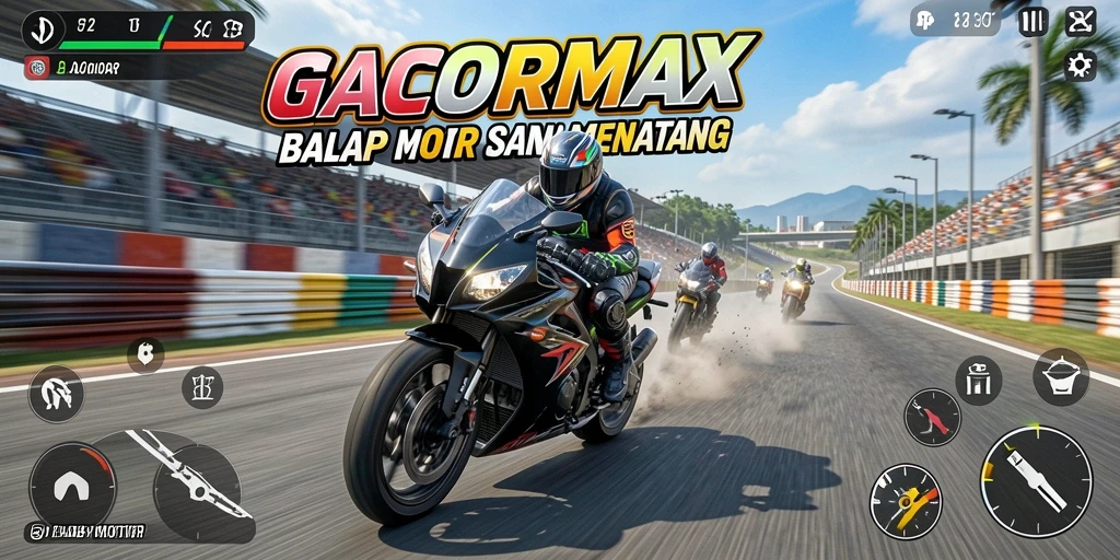 Antarmuka menarik dan intuitif dari GACORMAX saat balapan motor.