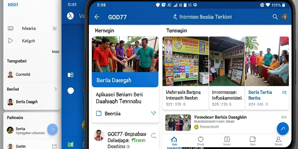 Antarmuka aplikasi GOD77 untuk berita daerah yang informatif.